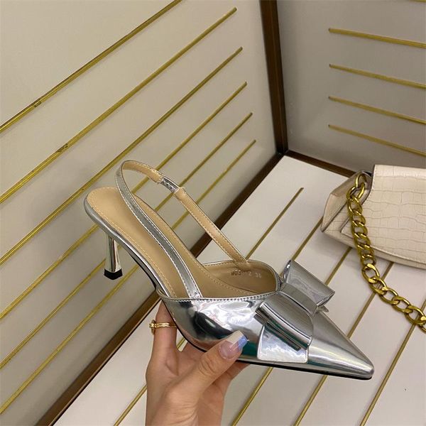 

sandals pointed heel female shoe 2021 women's girls low fashion silver rome fabric pu rubber basic toe hoof woma, Black