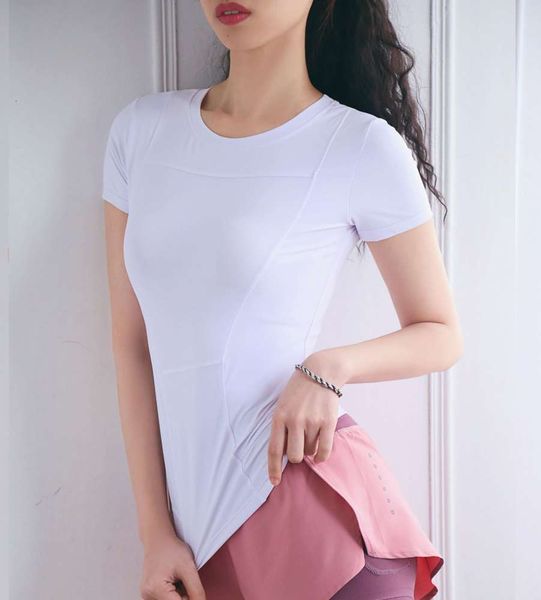 

promotion running sports short t-shirt women's quick drying breathable slim fitness yoga clothes half sleeve high, Gray