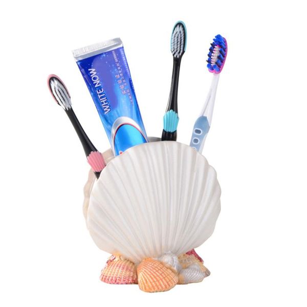 

toothbrush holders shell-shaped holder marine themed resin pen case tableware organizer for kitchen bathroom table-