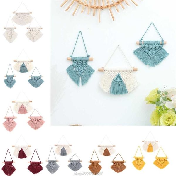 

decorative objects & figurines 3 pcs handmade woven tapestry tassel boho home nursery ornaments mini macrame wall hanging decor jy14 21 drop