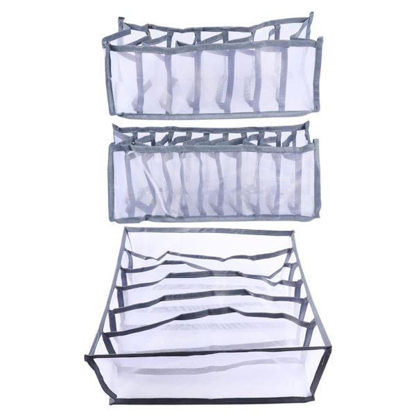 

storage drawers 1 set of 3pcs nylon underwear box compartments case flexible organizer multi-purpose grids sto