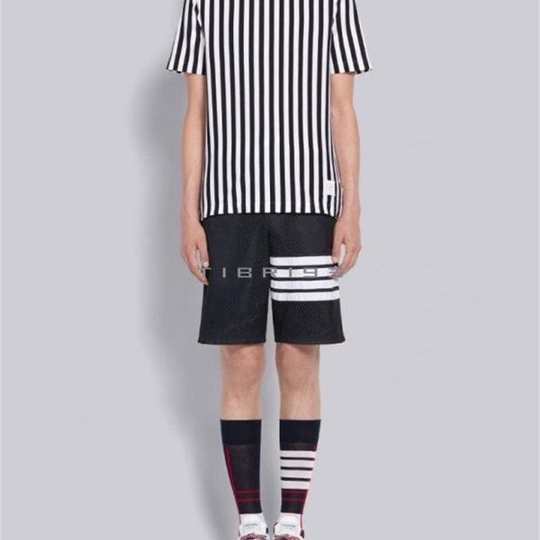 

new product tb2020 spring summer black white stripe cotton leisure men's round neck loose short sleeve t-shirt fashion brand, White;black