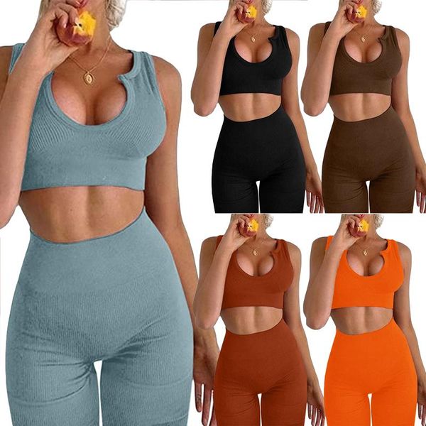 

women's tracksuits 2pcs/set women sleeveless tank summer high waist bodycon biker shorts trousers suits solid color, Gray