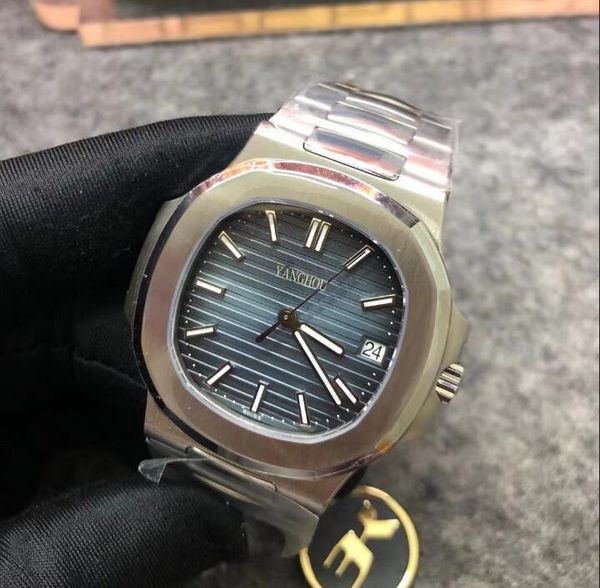 

wristwatches mens automatic cal.324 date blue dial men eta 5711 platinum steel 3k factory crystal 8.3mm, Slivery;brown