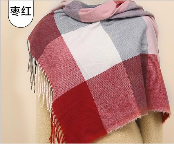 

scarves plaid scarf for women in winter, Blue;gray