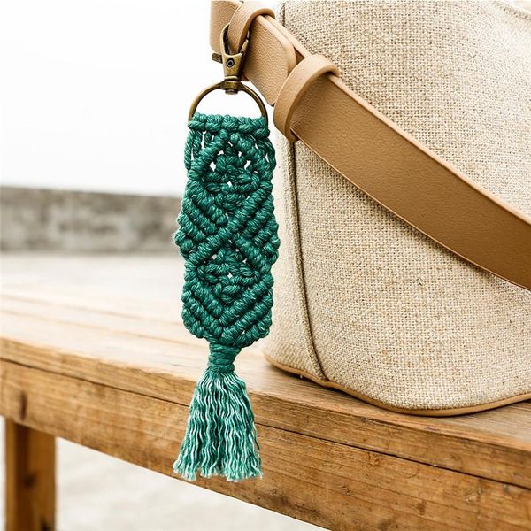 

keychains bohemia macrame hand-woven key chains for women multi colors fashion simple bag accessories wild pendants wholesale custom made, Silver