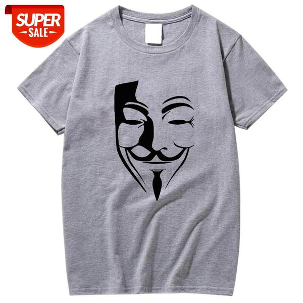 

xin yi men 100% cotton t-shirt fashion casual v word vendetta print t shirt men brand clothing funny tshirts men #9x18, White;black