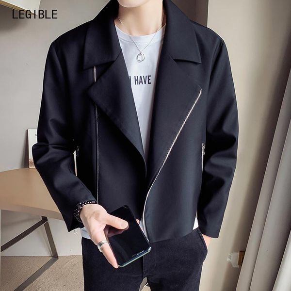 

legible 2021 new spring autumn jacket men casual solid jacket mens zip up slim fit man coat, Black;brown