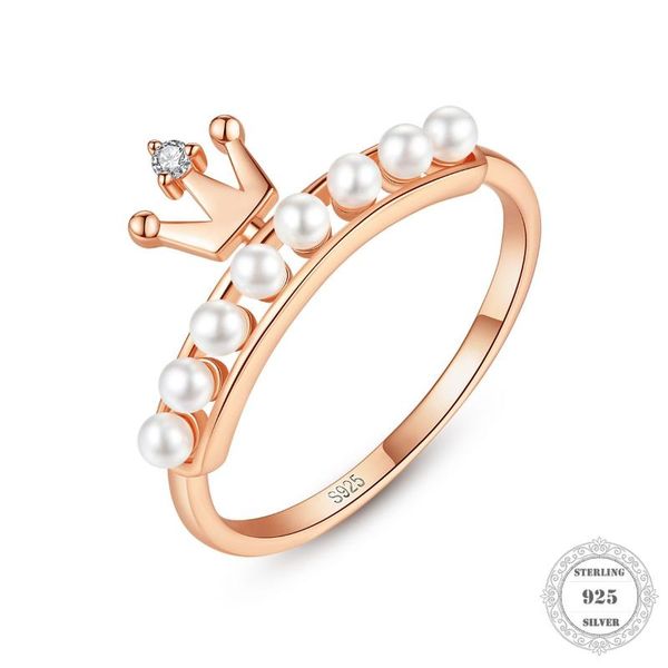 

cluster rings rosegold crown pearl , style glam fashion good bowknot jewelry for women,2021 gift in 925 sterling silver,super deals, Golden;silver