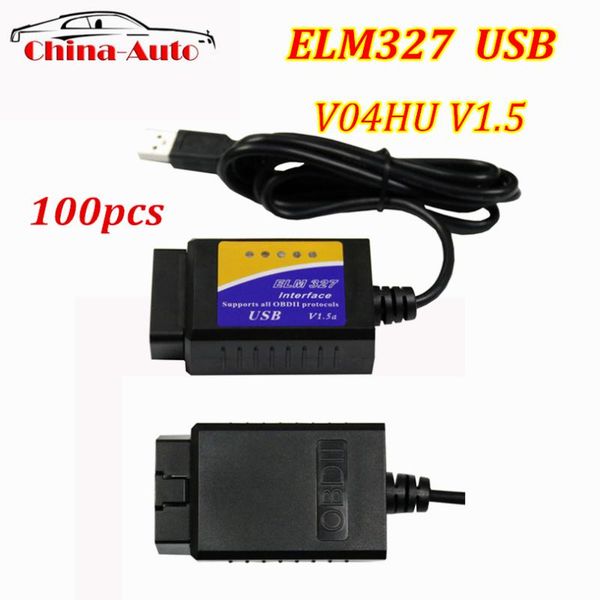 

code readers & scan tools 100pcs dhl elm327 usb v1.5 v04hu obd2 car fault reader interface obdii tool diagnostic scanner