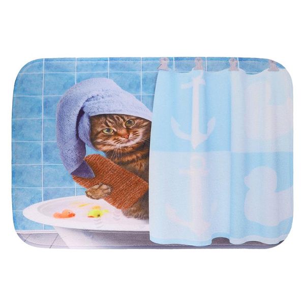 

bath mats 1pc funny cat pattern floor mat cartoon foot pad bathroom anti-skid ground kitchen door carpet