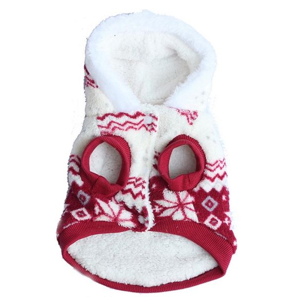 

dog apparel -winter warm thick snowflake print pet clothes hoodie coat costumes red s