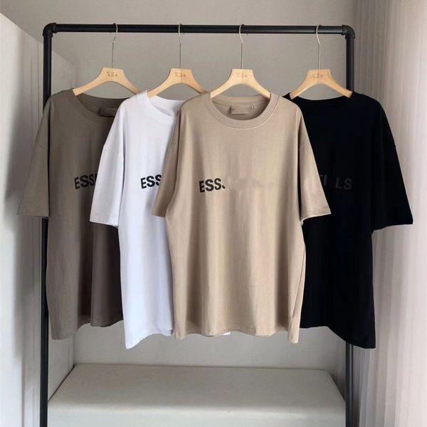 

high version 21 summer new couple ess chest letter short t-shirt loose casual men's and women's round neck half sleeve, White
