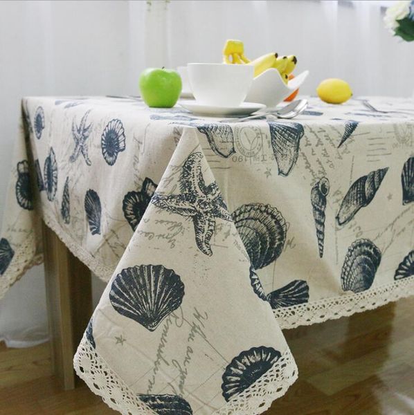 

tablecloth shell ocean style table cover linen cotton european tablecloths rectangular 9 sizes beddingoutlet tables cover