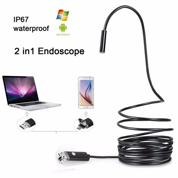 

1m 2m 5m 10m usb cable waterproof 6led android endoscope 5.5mm 7mm 8mm mini usb endoscope inspection camera borescope for android pc