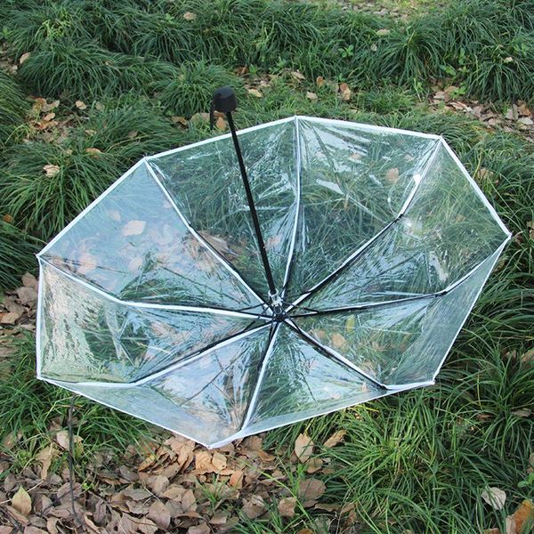 

umbrellas transparent three fold umbrella sunny personality fashion folding