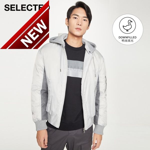 

selected men's winter hooded letter pattern fashion down jacket outwear s|420412045, Black