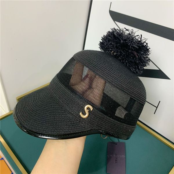 

2021 new spring summer breathable straw women hats black sun visor caps g3ix, Blue;gray