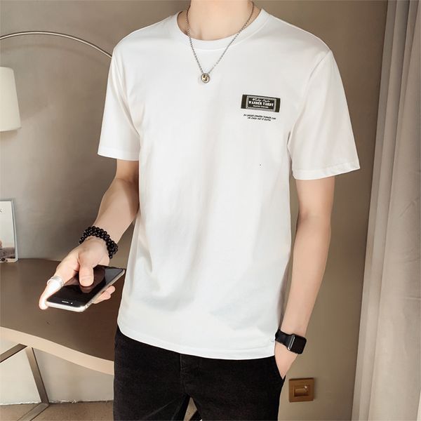 

plus size black/white sleeve short t-shirts men's clothes 2021 simple round collar thin casual male shirt adjustment streetwear 4xl zxr