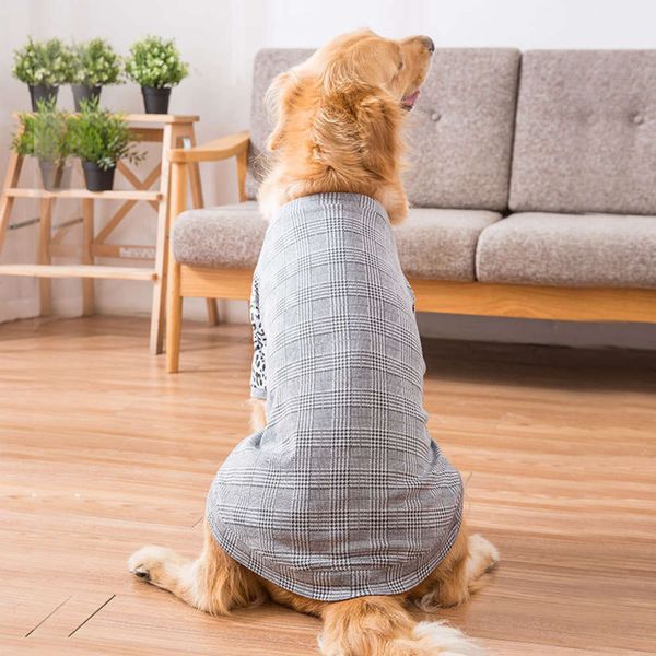 

big autumn and winter thin knitwear golden labrador large dog check sweater pet clothing