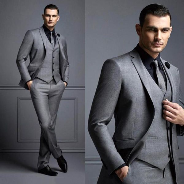 

men's suits & blazers 3 pieces dark grey mens suit slim fit fashion groom wear wedding for men tuxedos terno masculino, White;black