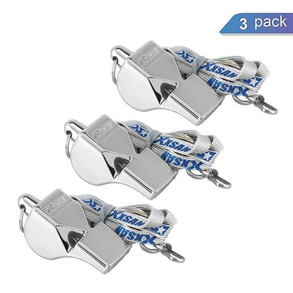 

accessories 3 pcs whistles with lanyards referee sports metal coach