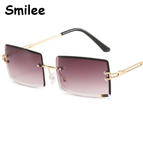 

sunglasses fashion rimless gradient purple men metal small square sun glasses 2021 trendy shades for women okulary, White;black