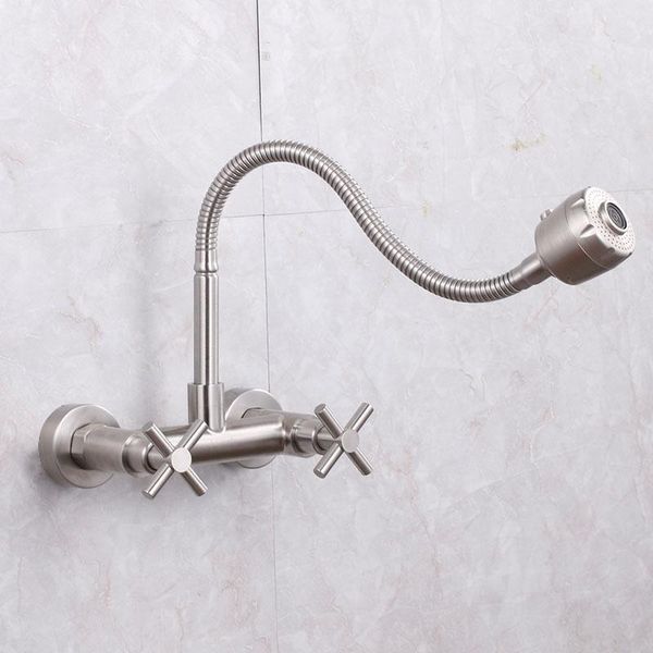 

kitchen faucets wall mounted dual handles vegetable washing sink faucet suit for