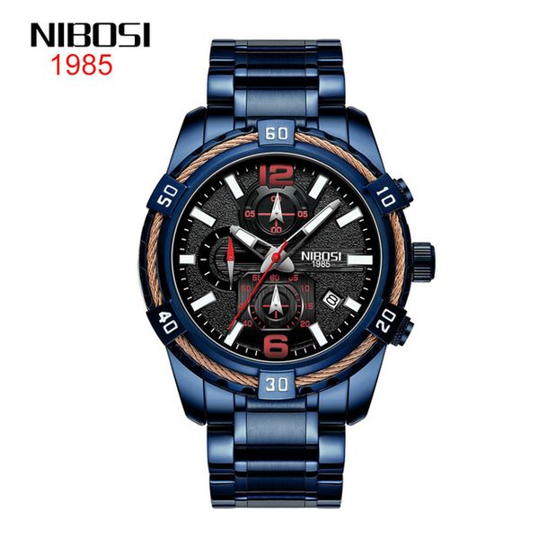 

2 style nibosi new six pin sstone men's watch multi-function sports watch chronograph mens watch watches blue, Slivery;brown