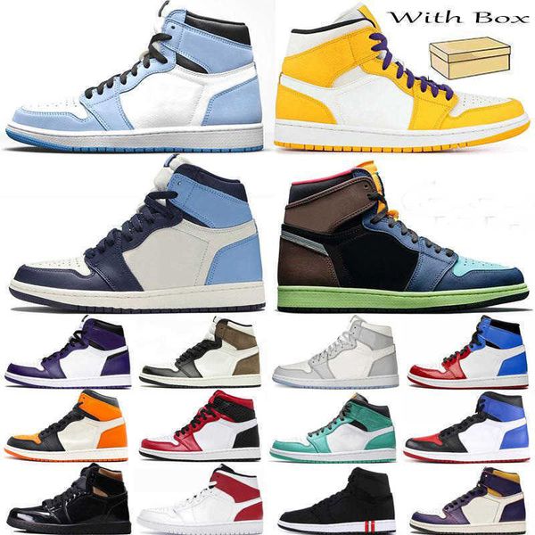 

size 36-47 13 sneakers with box dark mocha jumpman 1 1s mens basketball shoes travis smoke grey obsidian unc university blue trainers