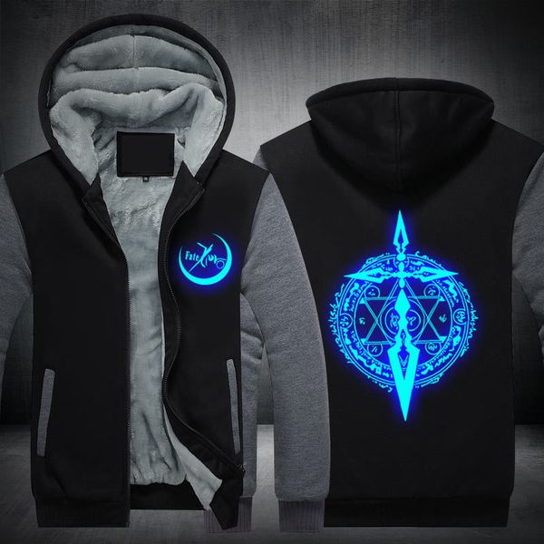 

2021 new us size men hoodies anime fate/zero saber coat hoodie cosplay luminous winter warm thicken jacket sweatshirts a5fd, Black