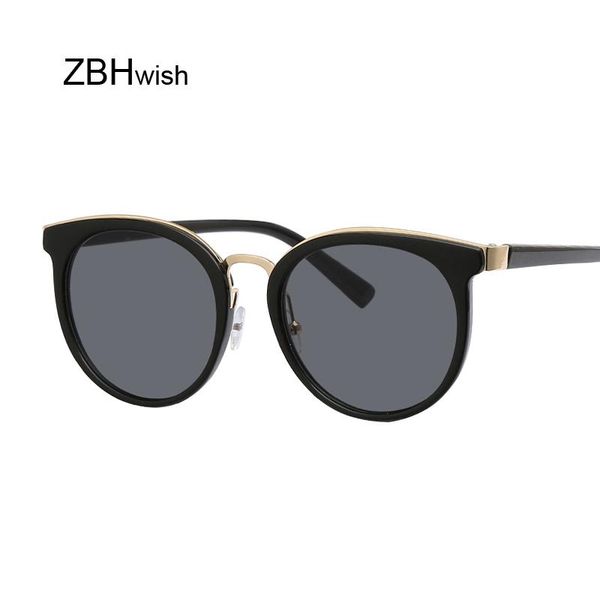 

sunglasses cat eye round women fashion color matching sun glasses vintage metal frame eyeglasses female shade uv400 oculos, White;black
