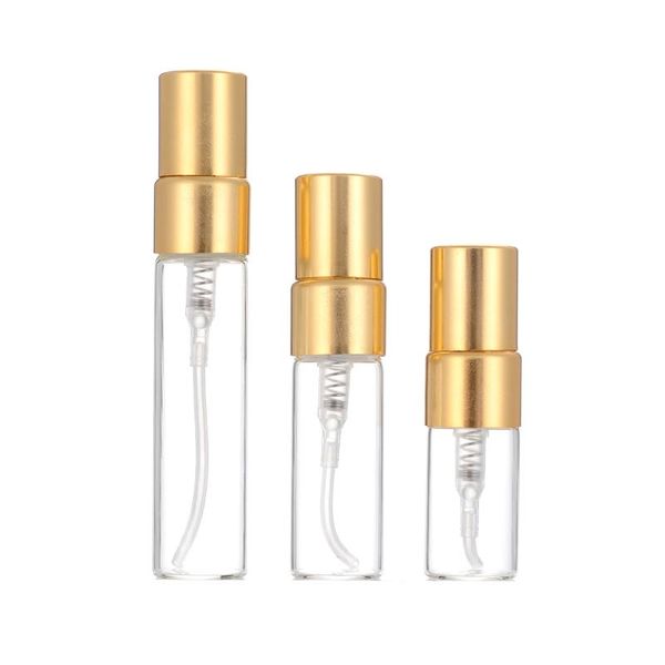 

storage bottles & jars 2ml 3ml 5ml 10ml clear mini glass perfume bottle empty spray gold caps cosmetics toner liquid sample tube thin vials