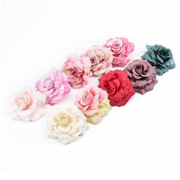 

4pcs 8cm roses head scrapbooking wedding flower wall diy decorative wreaths party home decoration accessories artificial jllhel