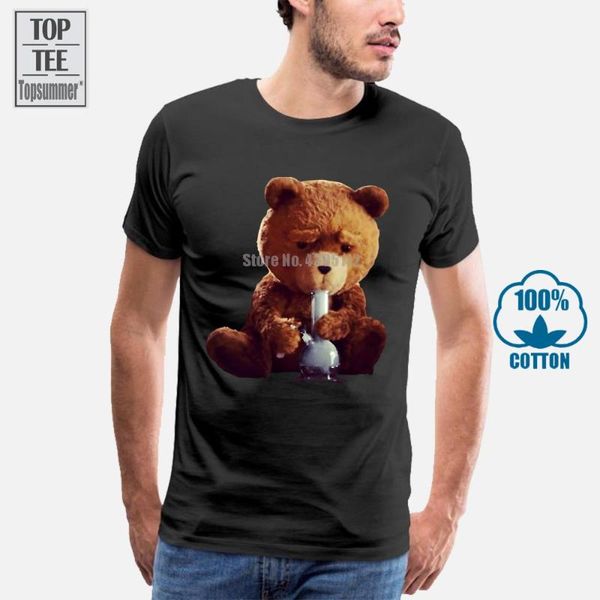 

men's t-shirts ted bear smoking bong cotton crew neck t shirt zz mens shirts fashion 2021 100% short sleeve o tee, White;black