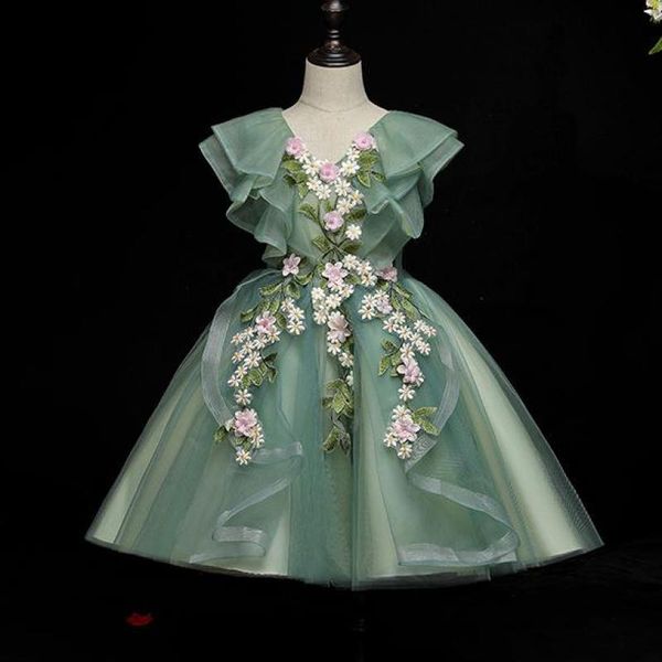 

girl's dresses flower girl sweet children's party dress classic ball gown short sleeve prom for child customize communion, Red;yellow