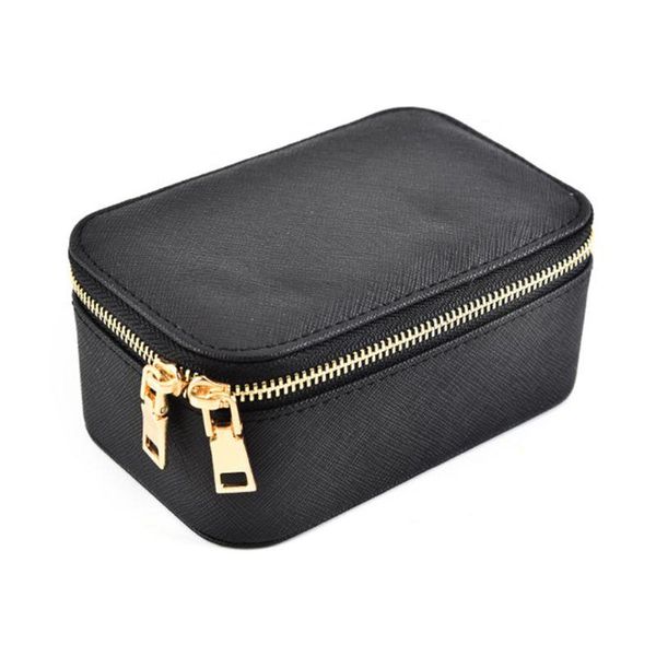 

jewelry pouches, bags n58f travel box pu leather cosmetics packing case zipper earring necklace rings display storage organizer, Pink;blue