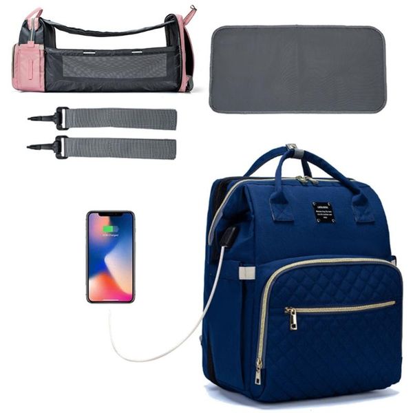 

backpack baby infant nappy changing bag portable large capacity folding crib diaper stroller straps for travel outdoor 28gd