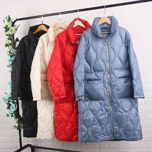 

brand women's clothing 90% white duck down coat women winter parka new elegant womens down jacket long warm womens coats ok1231, Black
