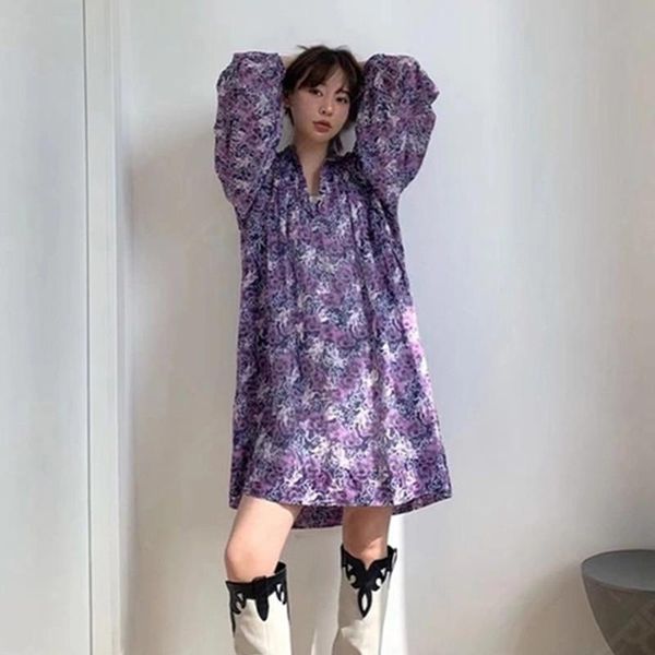 

casual dresses women dress 2021 summer style retro morning glory floral standing collar temperament, Black;gray