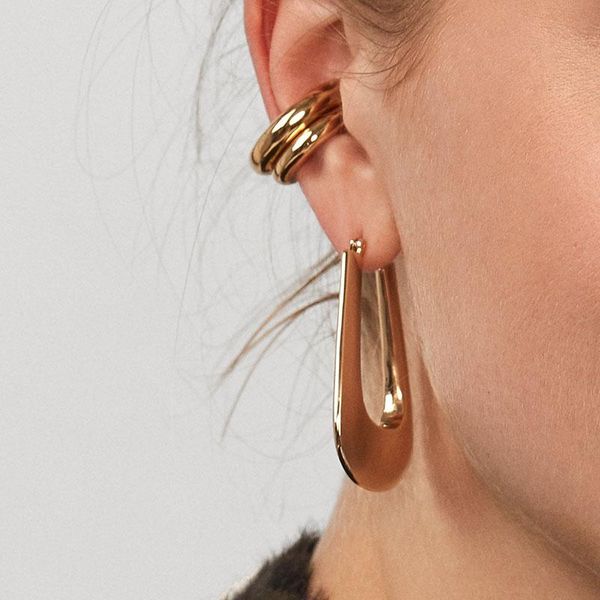 

hoop & huggie romad c-shaped alloy clip earrings retro simple fashion personality brincos gold color earring for women jeweled accessories, Golden;silver