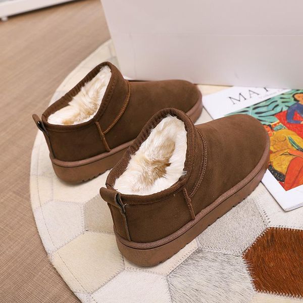 

boots short tube snow women's 2021 winter plush and thickened cotton shoes are versatile, one on warm, Black