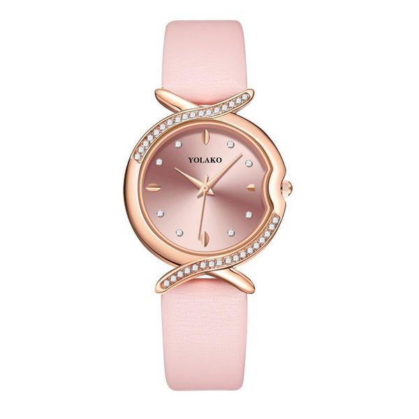 

wristwatches fashion all-match simple casual fresh belt temperament inlaid diamond british retro round ladies watch, Slivery;brown