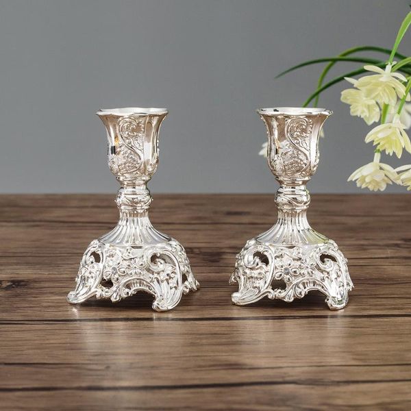 

candle holders 2pcs/pair gold/silver europe metal stand god candlesticks antiques table home decoration