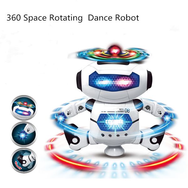 Robot Multifonction Novo 360 Space Girlating Dance Astronaut Robot Música Liderada Luz Luz Toys Funny For Kids Christmas Presente