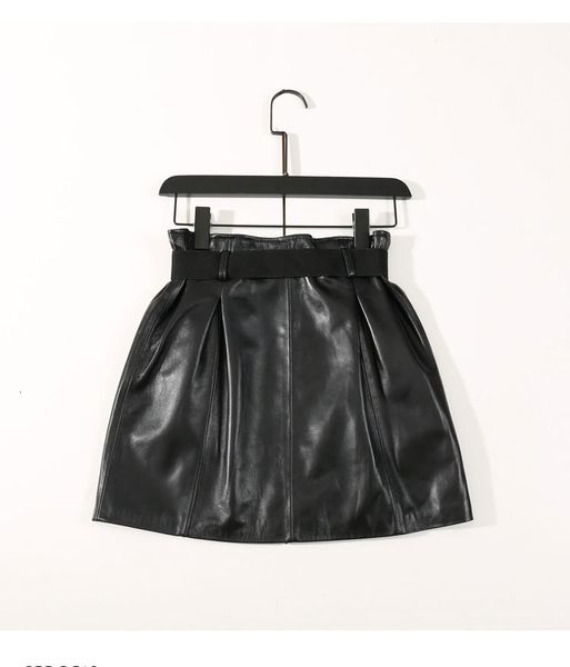 

2021 new female fashion style genuine leather skirt, cm2 shirt ksxe, Black