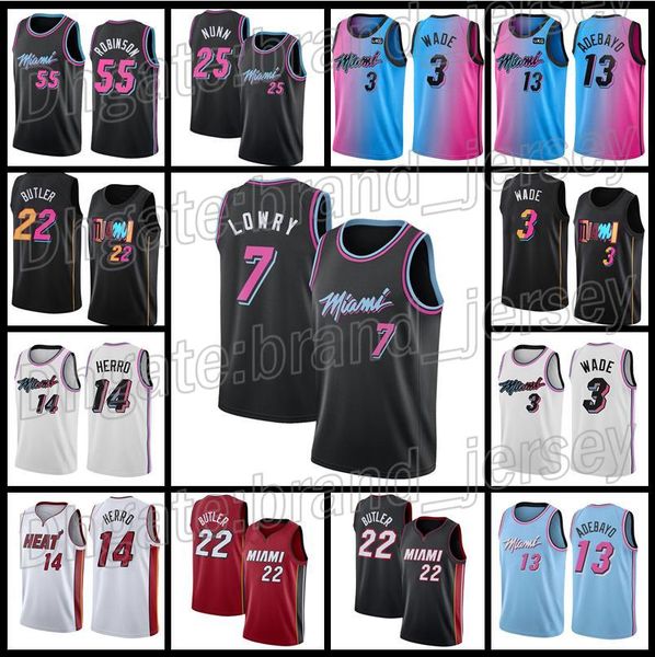 

miami heat 7 kyle lowry basketball jerseys 14 tyler herro 3 dwyane wade 22 jimmy butler goran dragic 25 kendrick nunn 55 duncan robinson 13, Black;red