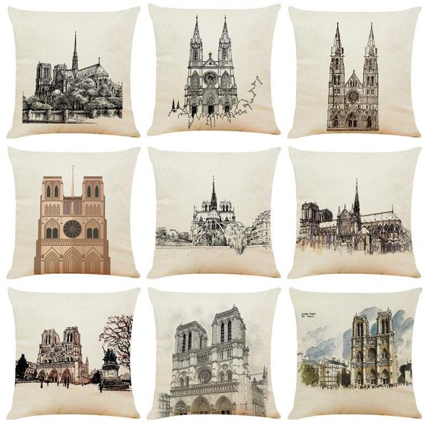 

notre dame de paris printing church gothic building cushion cover chair seat home sofa decoration kids friend gift pillowcase