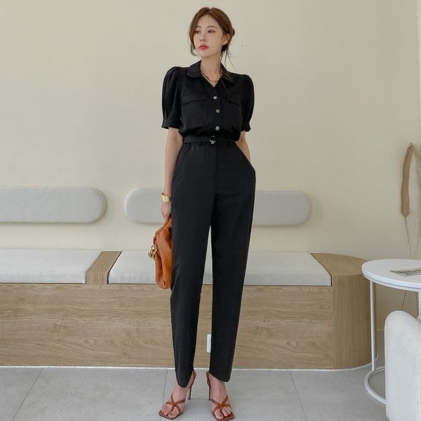 

new 2021 fashion women high waist ladies office party ol playsuit slim elegant jumpsuit gt8m, Black;white
