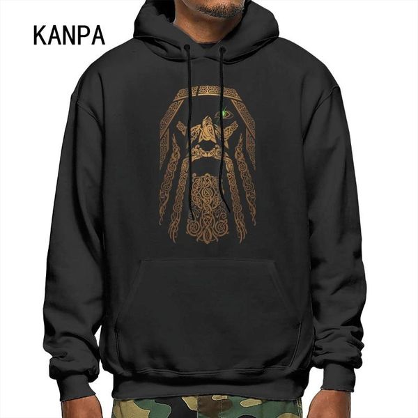 

men's hoodies & sweatshirts kanpa 2021 fashion printing viking personality pattern print hoody funny men workout black